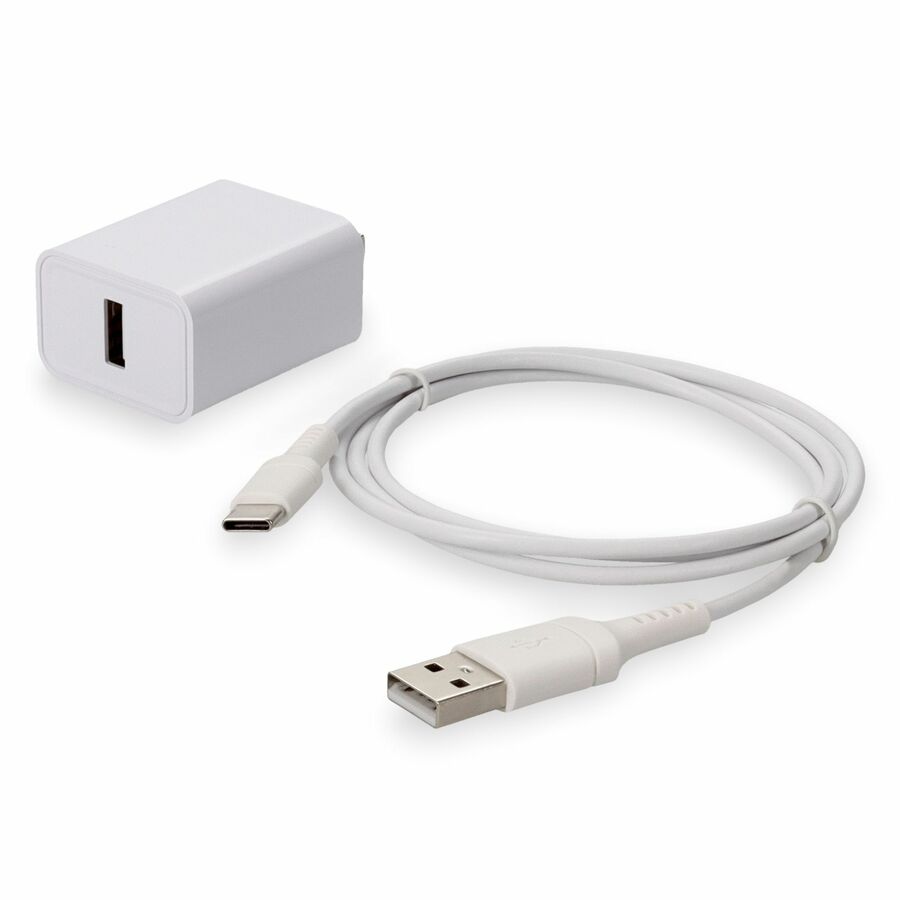 AddOn Wall Charger 1X USB-A 5V 1.8A with 1X 3FT USB A Male to USB C 2.0 Cable White