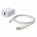AddOn Wall Charger 1X USB-A 5V 1.8A with 1X 3FT USB A Male to USB C 2.0 Cable White