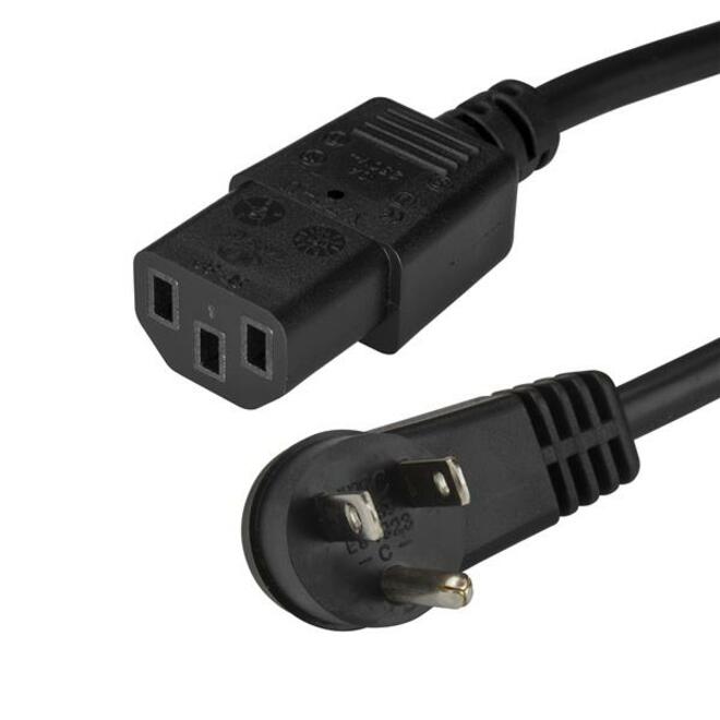 StarTech 10ft (3m) Computer Power Cord, Right Angle NEMA 5-15P to C13, 10A 125V, 18AWG, Replacement AC Power Cord, Monitor Power Cable