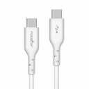 Rocstor USB-C Charging Cable Up to 240W Power Delivery - Charge and Sync - 6.56 ft USB-C Data Transfer Cable for Notebook, MacBook, MacBook Air, MacBook Pro, Chromebook, Mobile Phone, Wall Charger, Docking Station - First End: 1 x 24-pin USB 3.1 Type C - Male - Second End: 1 x 24-pin USB 3.1 Type C - Male - 480 Mbit/s - Shielding - Nickel Plated Connector - 24/26 AWG - White - 1