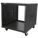 StarTech 4-Post 9U Mobile Open Frame Server Rack, 19" Network Rolling Rack for Narrow Spaces, Small Data Rack with Casters, TAA