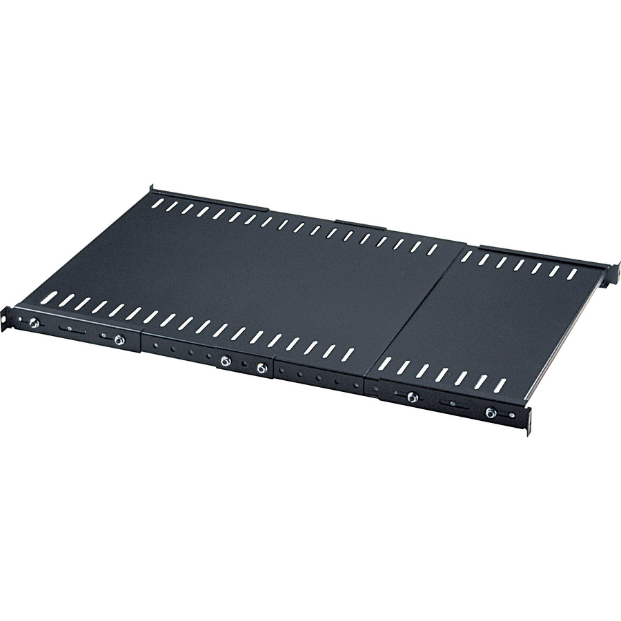19" Fixed Extending Shelf, 1U Extending Fixed Shelf, 550mm to 1000mm, Steel, Max 45kg, Black, Three Year Warranty