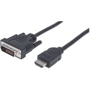 HDMI to DVI-D 24+1 Cable, 1.8m, Male to Male, Black, Dual Link, Compatible with DVD-D, Lifetime Warranty, Equivalent to HDMIDVIMM6