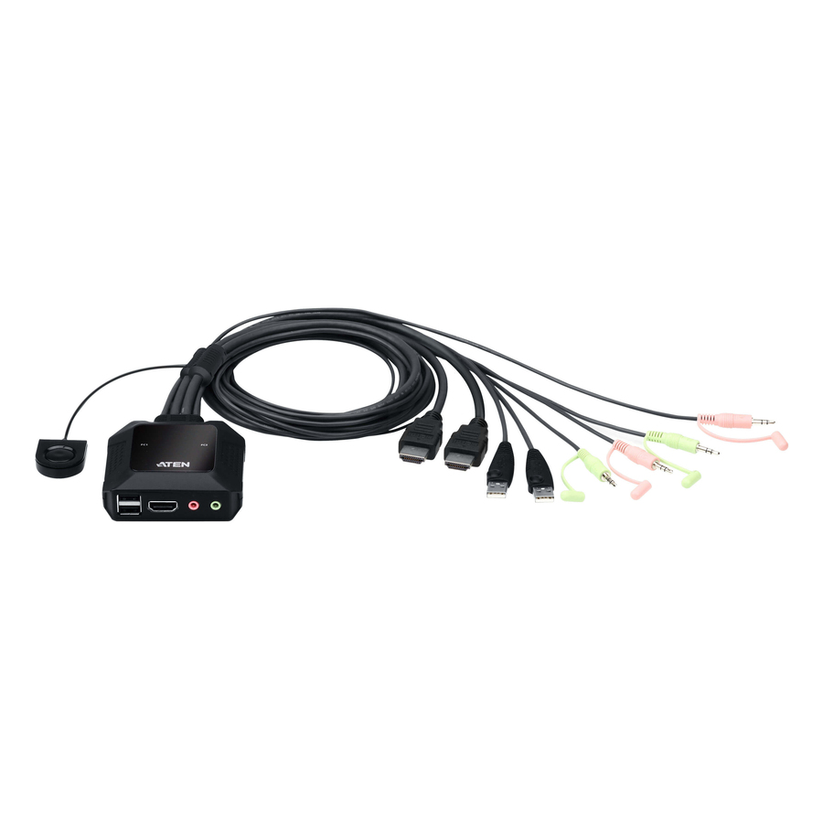 ATEN 2-Port USB 4K DCI HDMI Cable KVM Switch with Remote Port Selector