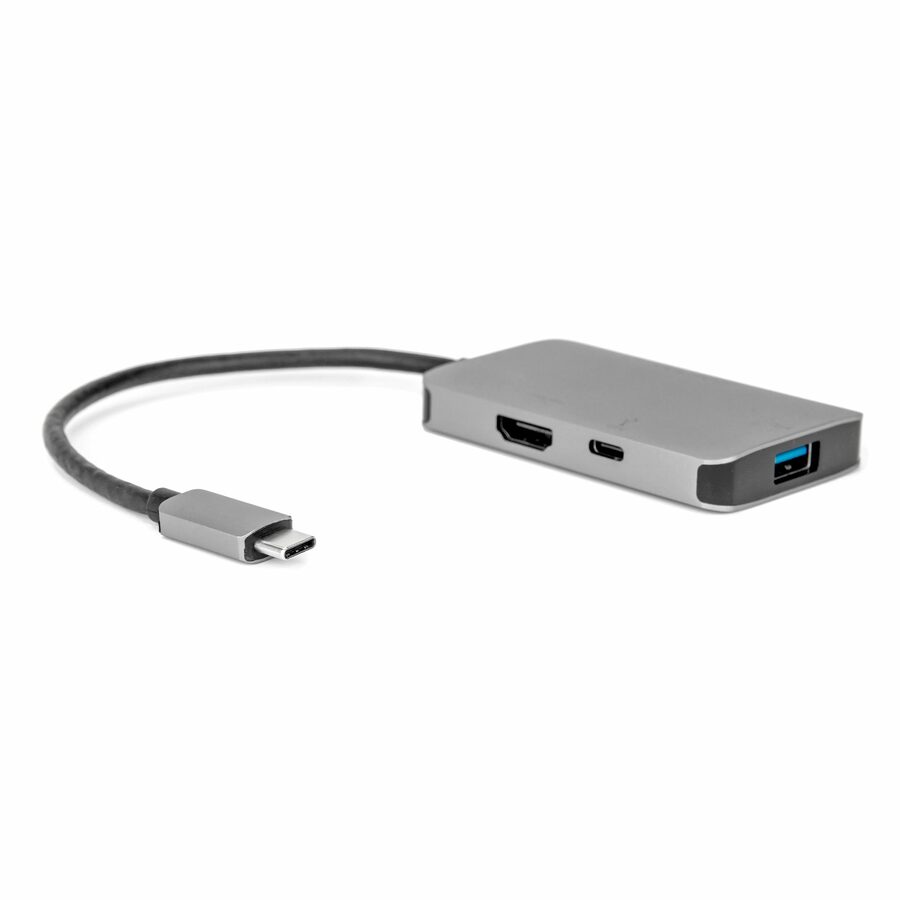 Rocstor Premium USB-C to HDMI Multiport Adapter - USB-C to HDMI/USB-C (3.1)/USB 3.0 for Audio/Video Device, Notebook, TV, Monitor, Projector, MacBook, MacBook Pro, Chromebook, iMac, Mac mini - 8" - 1 x USB-C Male to 1 x HDMI Female Digital Audio/Video - 1 x USB-C (3.1 Gen1 5Gbps), Female, 1 x USB 3.0 Type-A Female - Metal Silver - Mac & PC Compatible - USB-C TO HDMI/USB 3.0/USB-C 3IN1 ADAPTER