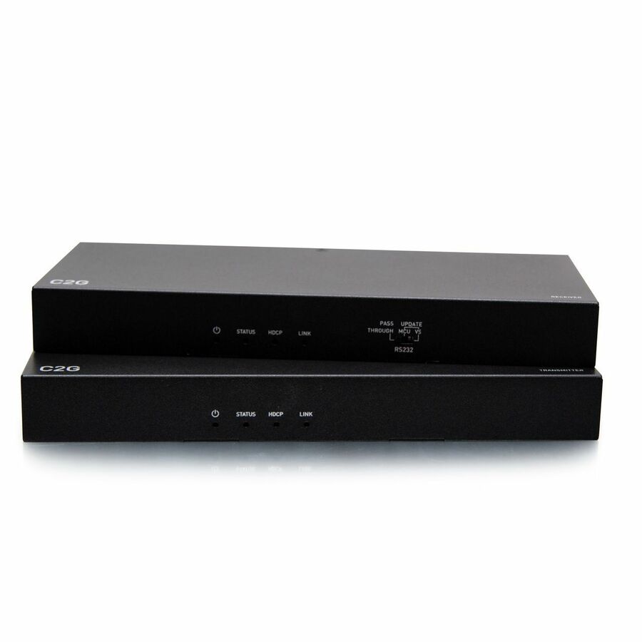 C2G HDBaseT HDMI Extender + 3.5mm, RS232, USB B to A, and IR over Cat - HDMI Transmitter Box to Reciever Box - 4K 60Hz