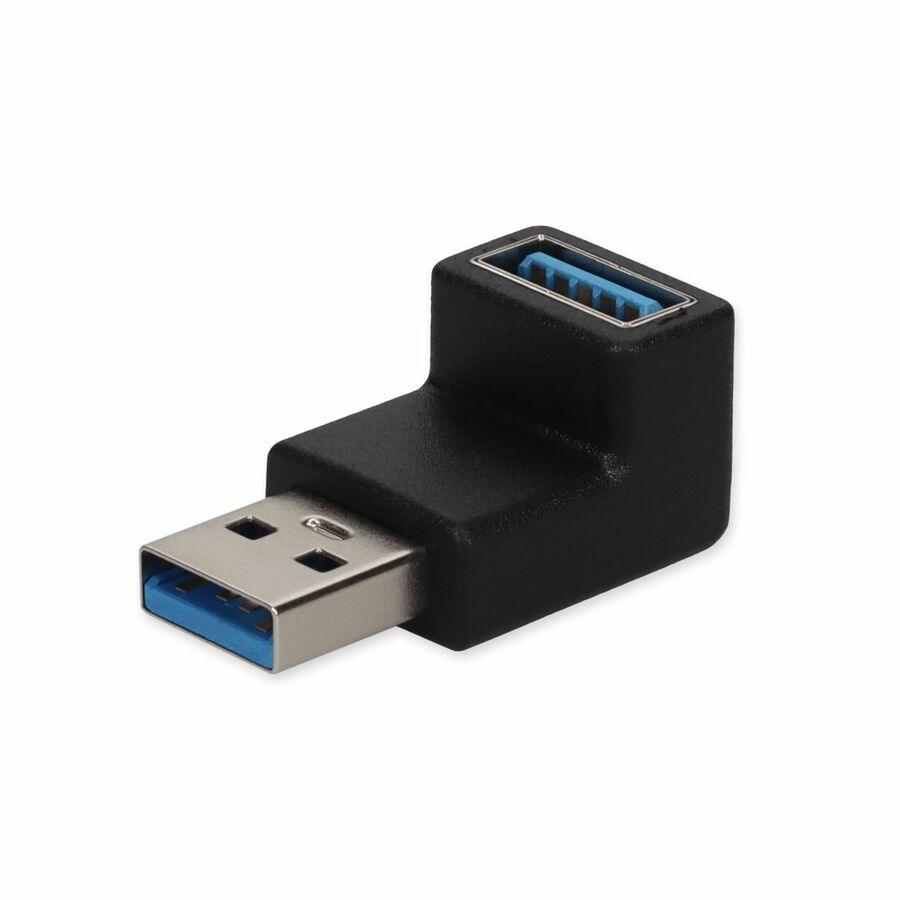 AddOn USB A 3.0 Male Right Angle To USB A 3.0 Female Black Adapter