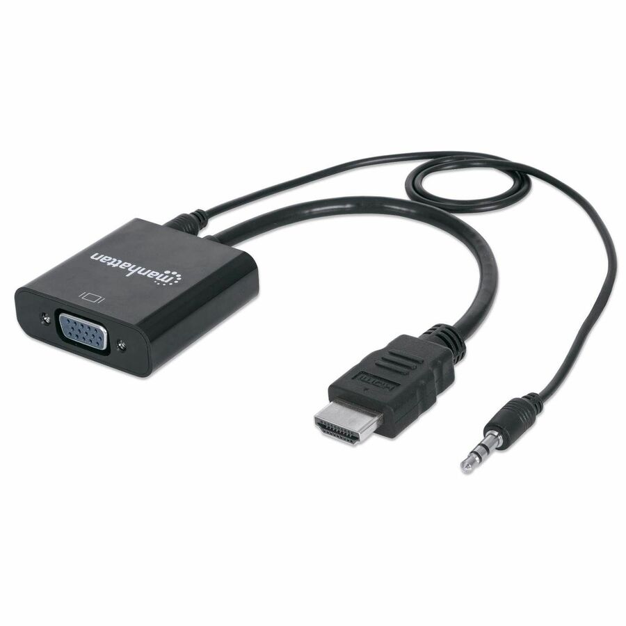 Manhattan HDMI to VGA Converter - 1 x 15-pin DB-15 VGA Female - 1 x Mini-phone Audio Female, 1 x Micro USB Female - Nickel Connector