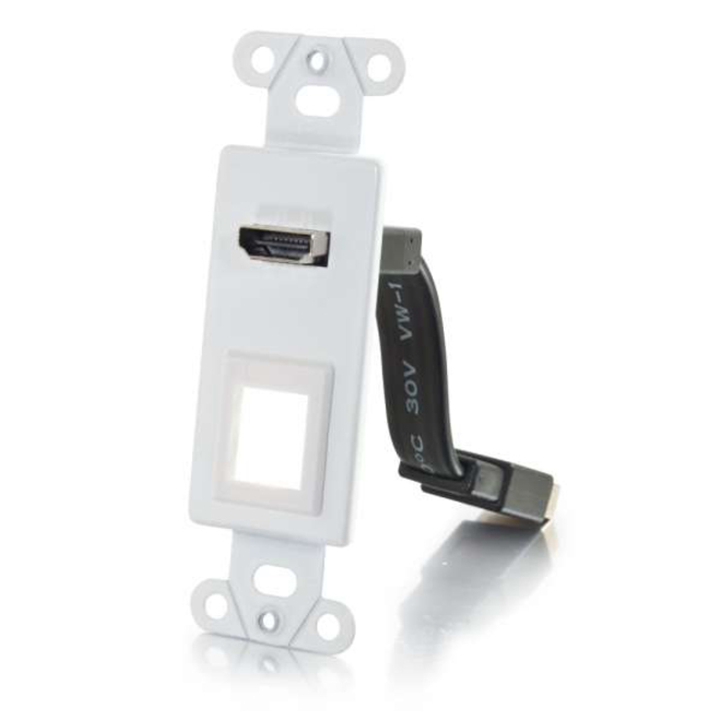 C2G HDMI Pass Through Decorative Wall Plate with One Keystone - White