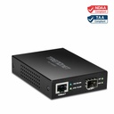 TRENDnet 10GBase-T to SFP+ Fiber Media Converter - 1 x Network (RJ-45) - Single-mode, Multi-mode - 10 Gigabit Ethernet - 10GBase-T, 10GBase-X - 19.53 Gbit/s - 1 x Expansion Slots - SFP+ - 1 x SFP+ Slots - Power Adapter - TAA Compliant