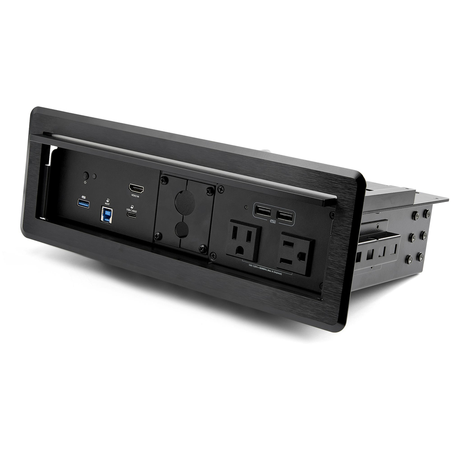 StarTech Conference Room Docking Station w/60W PD, Table Connectivity A/V Box, Universal Laptop Dock, AC Outlets, USB Charging, TAA