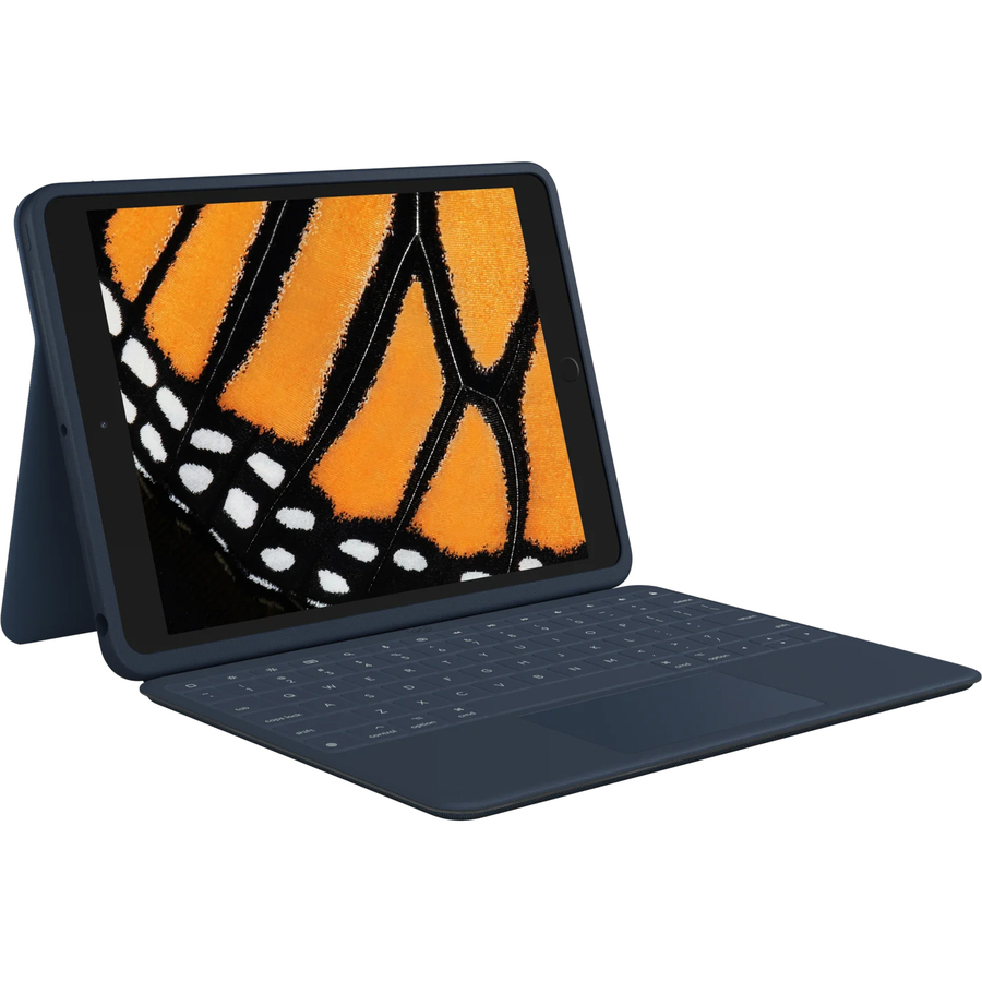 Logitech Rugged Combo 3 Touch iPad® Keyboard Case with Trackpad and Smart Connector for iPad (7th, 8th, & 9th generation) - Classic Blue