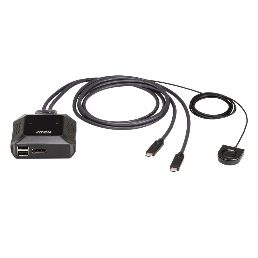 ATEN 2-Port 4K DisplayPort USB-C Cable KVM Switch with Remote Port Selector