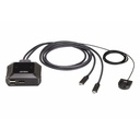ATEN 2-Port 4K DisplayPort USB-C Cable KVM Switch with Remote Port Selector