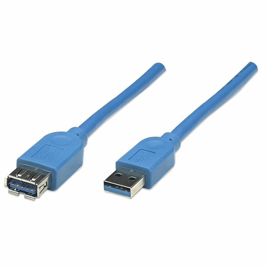 Manhattan SuperSpeed USB 3.0 A Male/A Female Extension Cable, 10 ft (3m), Blue