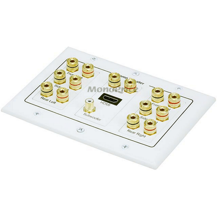 Monoprice 3-Gang 7.1 Surround Sound Distribution Wall Plate w/ HDMI