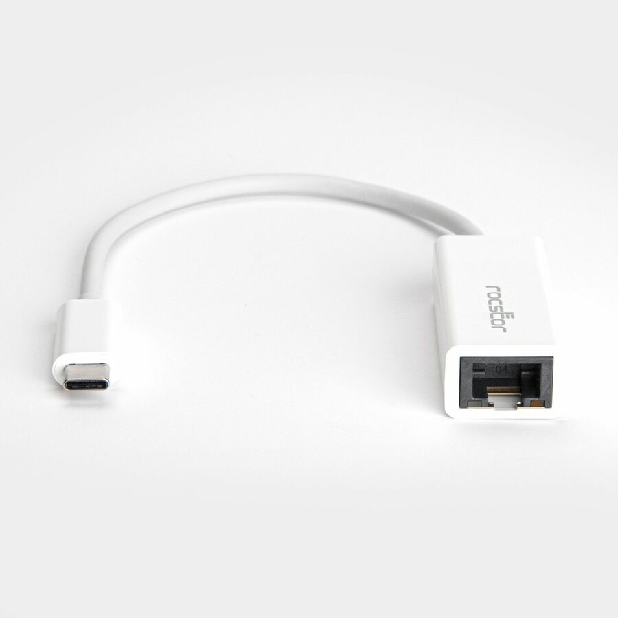Rocstor Premium USB-C to Gigabit Network Adapter - USB Type-C to Gigabit Ethernet 10/100/1000 Adapter - Supports PXE Boot, Wake-On-Lan - Compatible with Mac & PC-Plug & Play (No Drivers Needed) - White - USB 3.1 - 1 Port(s) - 1 - Twisted Pair WITH NATIVE DRIVER SUPPORT