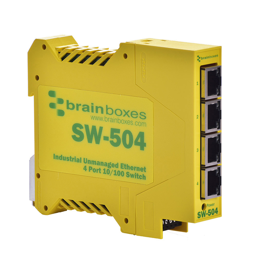 Brainboxes Industrial Ethernet 4 Port Switch DIN Rail Mountable