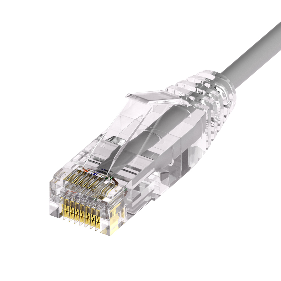 Unirise Clearfit Slim™ Cat6A 28AWG Patch Cable, Snagless, Gray, 5ft