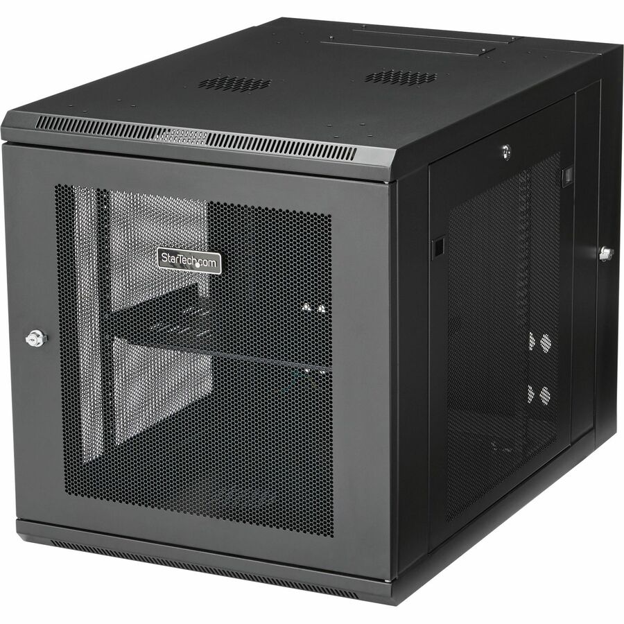 StarTech 4-Post 12U Wall Mount Network Cabinet, 19" Hinged Wall-Mounted Server Rack for IT Equipment, Flexible Lockable Rack Enclosure