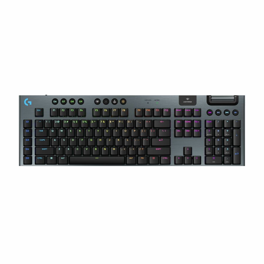 Logitech G915 X LIGHTSPEED Low-Profile Wireless Gaming Keyboard, Double-Shot PBT Keycaps, Fully Programmable Keys, RGB Backlighting, Sleek Aluminum Finishing, GL Blue Clicky Switches - PC/Mac