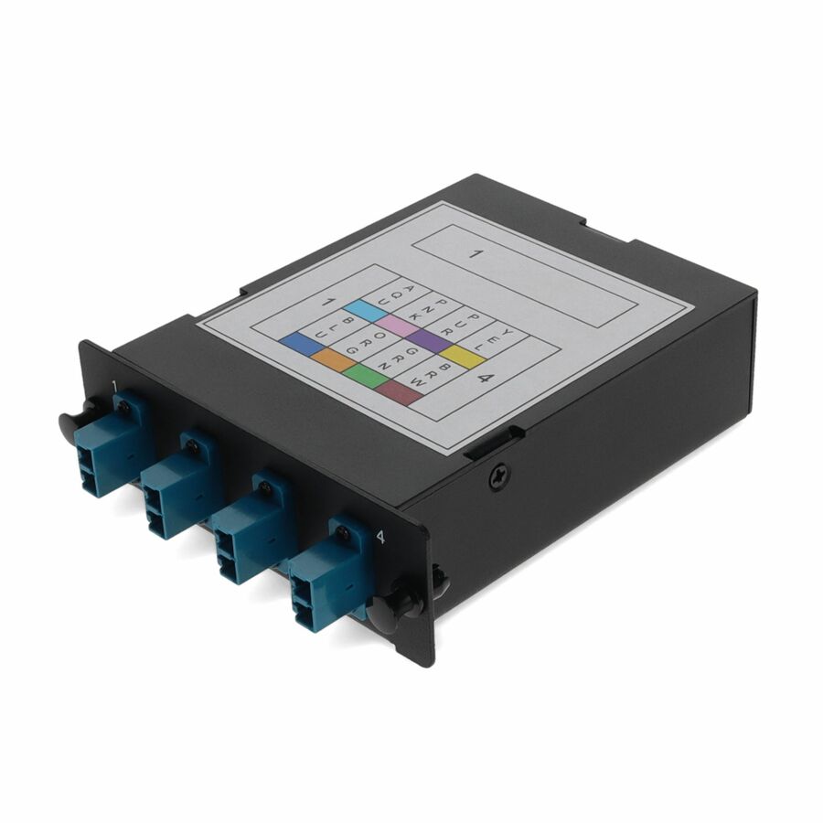 AddOn 4-Bay Cassette 12-Fiber MPO In, 4 LC Duplex Out, Single-mode Duplex OS2