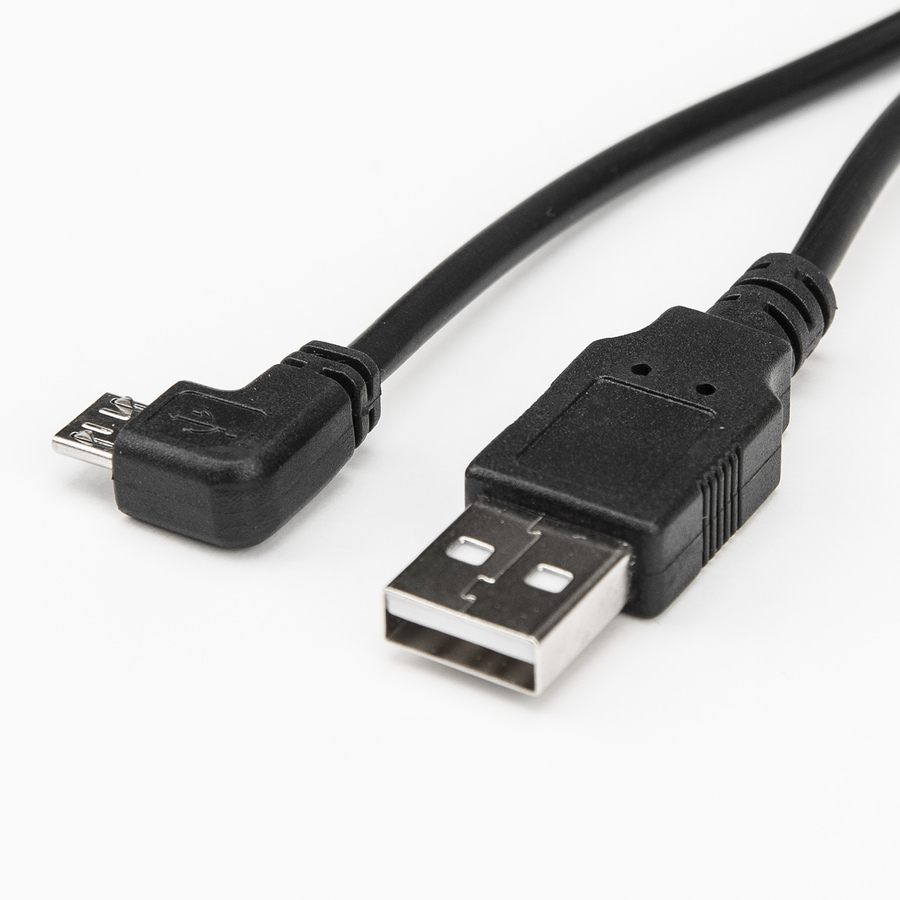 Rocstor Premium 1 ft Micro USB Cable - A to Right Angled Micro B - USB Type A Male - Micro USB Type B Male - 1ft - Black USB Cable