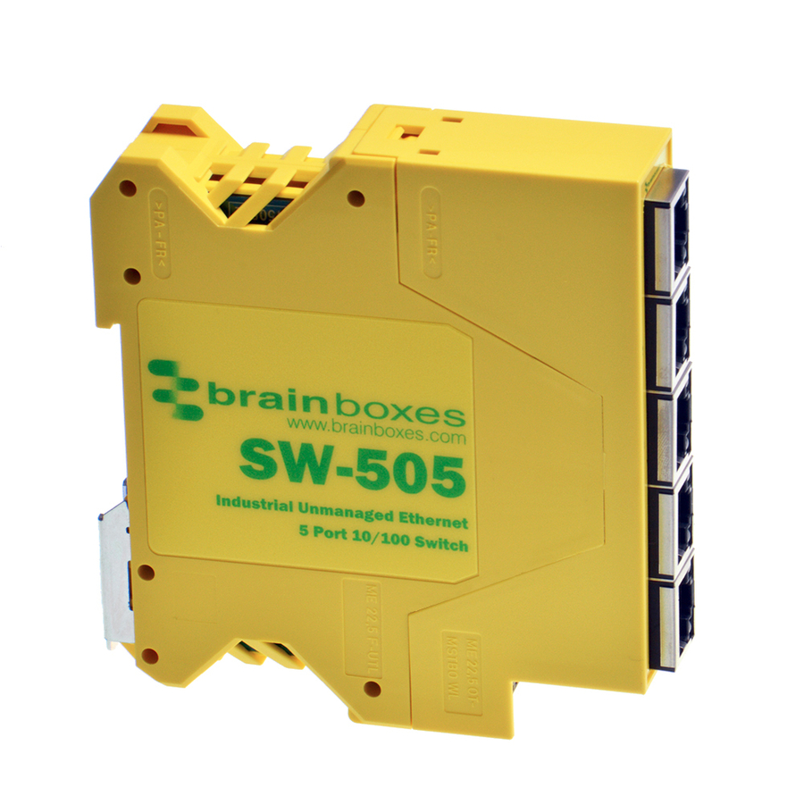Brainboxes Industrial Compact Ethernet 5 Port Switch DIN Rail Mountable
