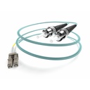 Unirise Fiber Optic Duplex Patch Network Cable - 3.28 ft Fiber Optic Network Cable for Network Device - First End: 2 x LC Network - Male - Second End: 2 x ST Network - Male - Patch Cable - Aqua