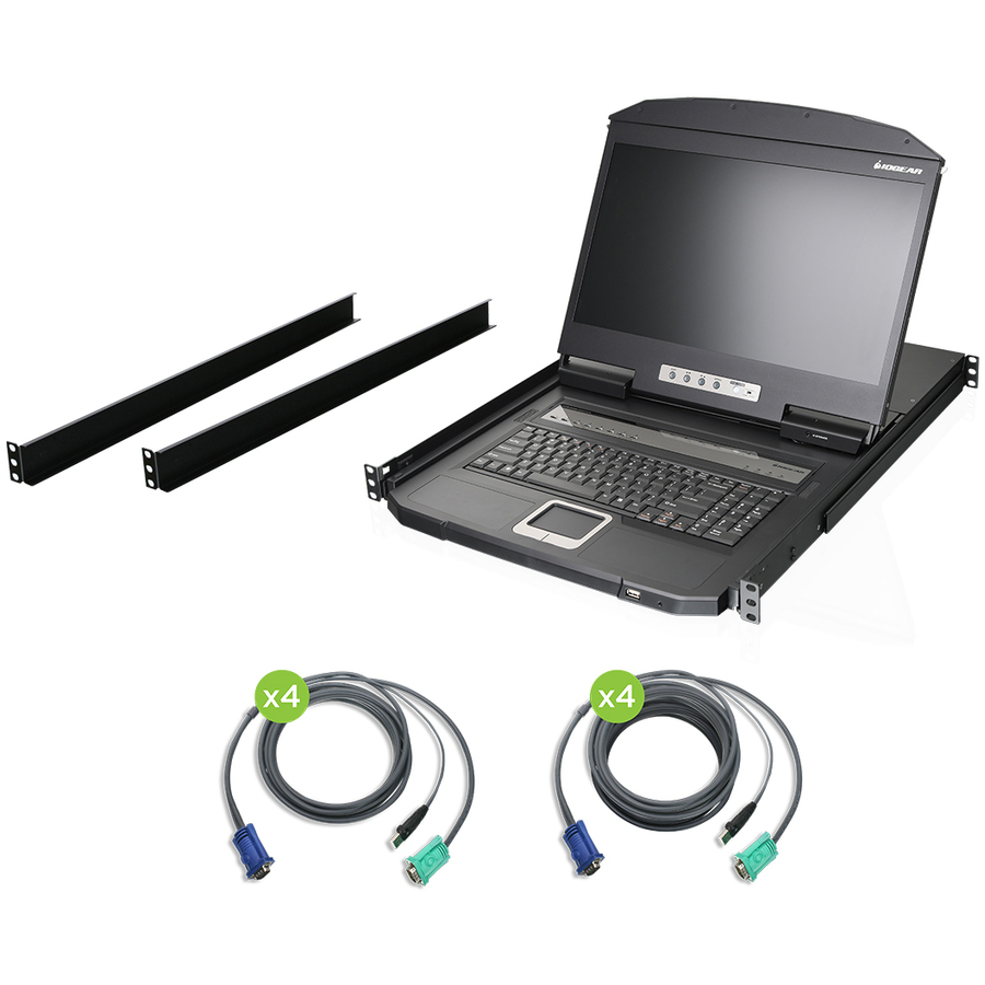 IOGEAR 8-Port 18.5" Widescreen Short Depth LCD KVM Switch - 8 Computer(s) - 18.5" LCD - HD - 1366 x 768 - 4:3 - 2 x PS/2 Port - 2 x USB - Daisy Chain - Keyboard120 V AC, 230 V AC Input Voltage - 1U High - Metal, Plastic - TAA Compliant
