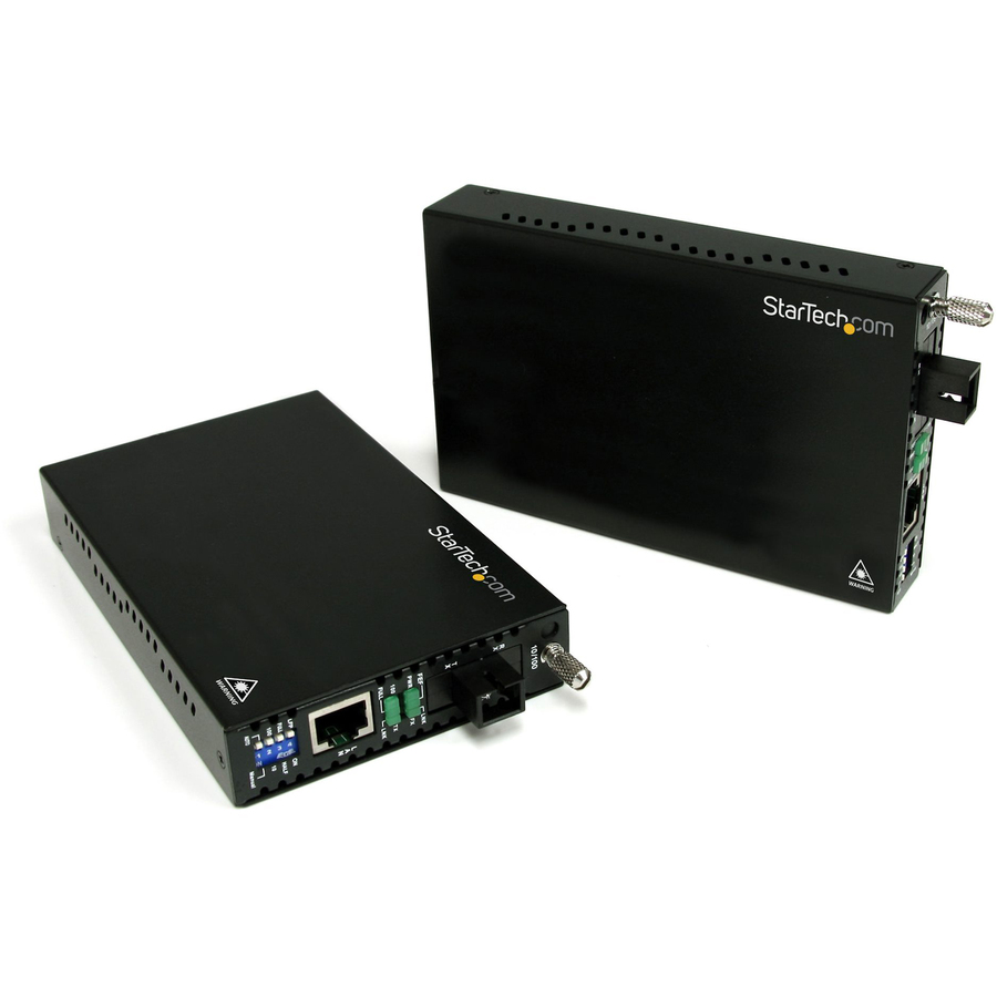 StarTech 10/100 Mbps Ethernet Single Mode WDM Fiber Media Converter Kit SC 20km, TAA