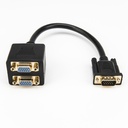 Rocstor Premium 1 ft VGA to 2x VGA Video Splitter Cable M/F - DB-15 Male - DB-15 Female - Black