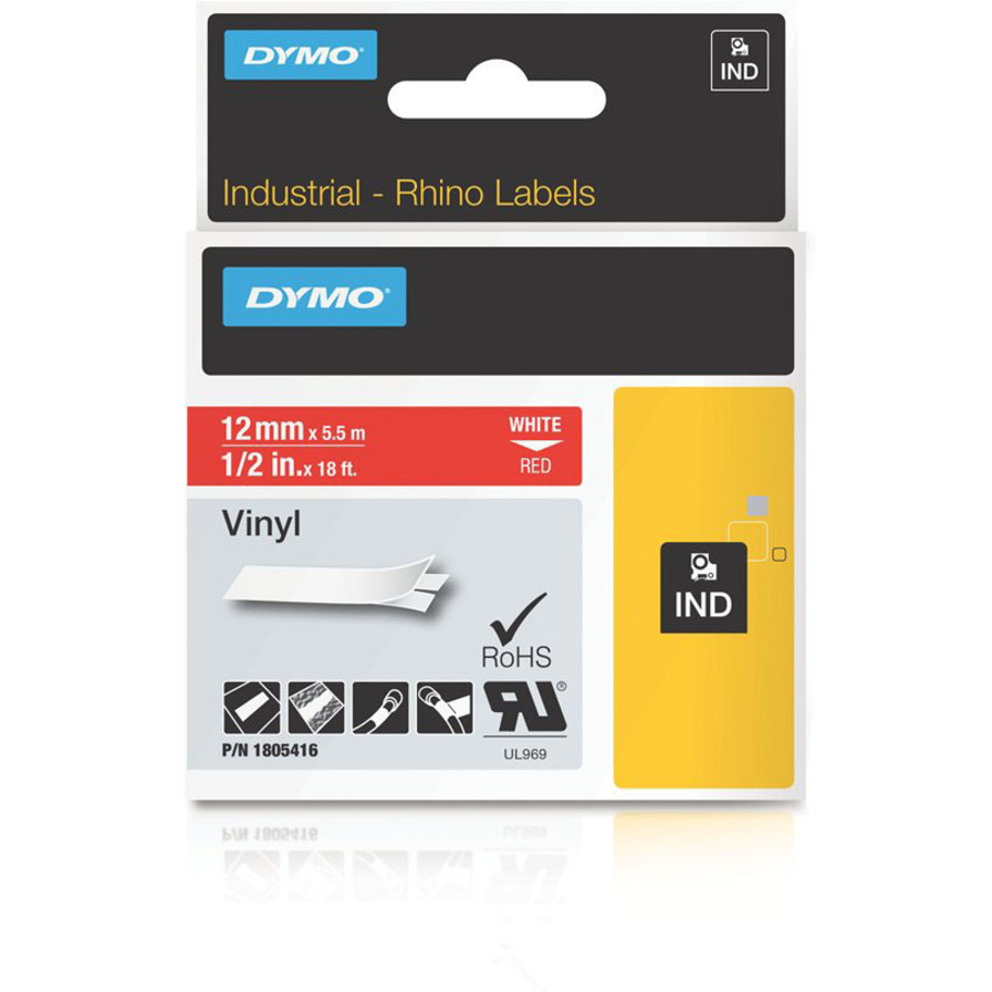 Dymo White on Red Color Coded Label