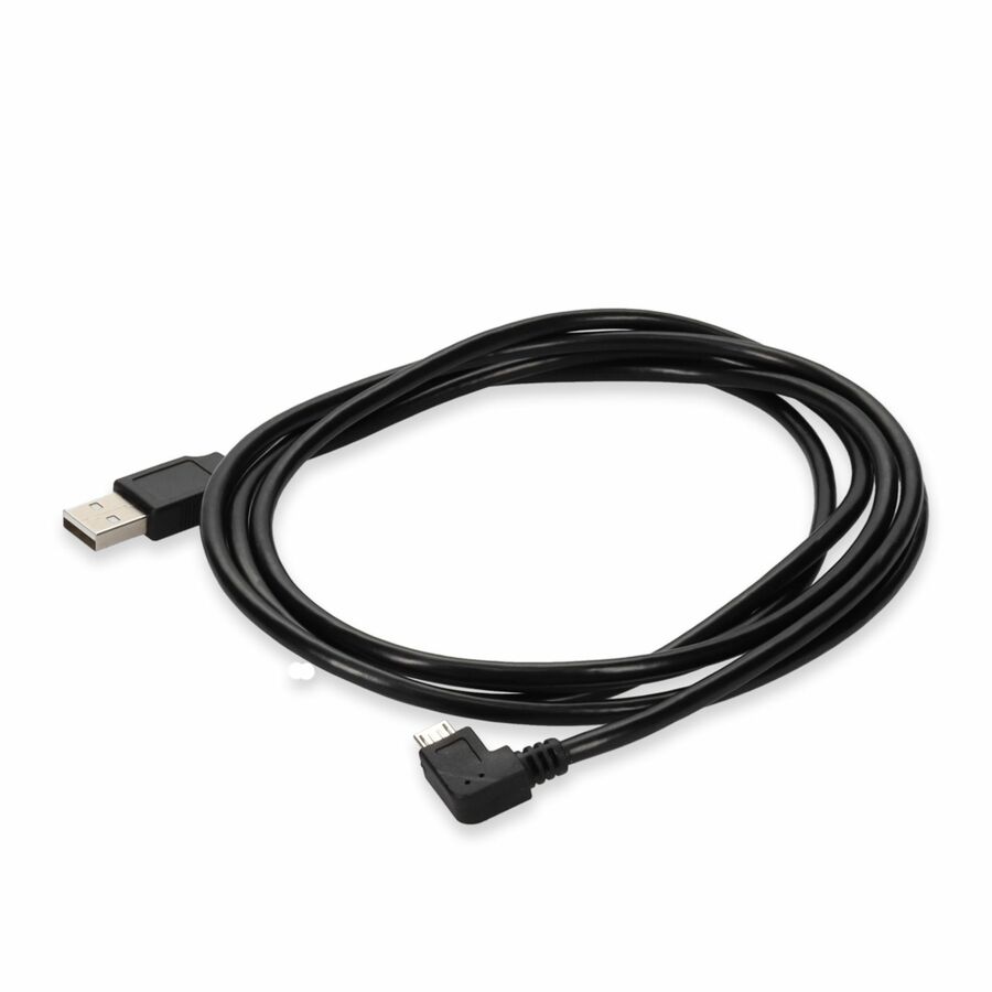 AddOn 6ft USB A 2.0 Male to Micro-USB B 2.0 Left-Angle Male Black Cable
