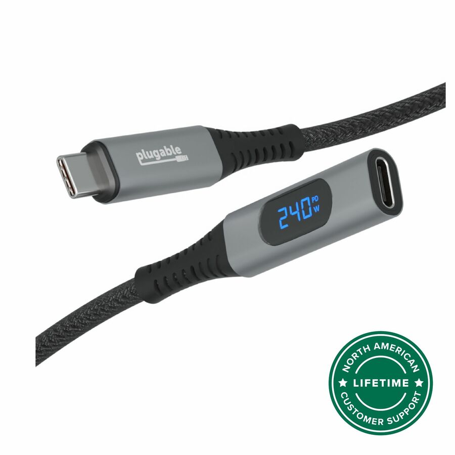 Plugable USB C Extension Cable 3.3 Ft, Digital Power Meter Tester for Monitoring USB-C Connections