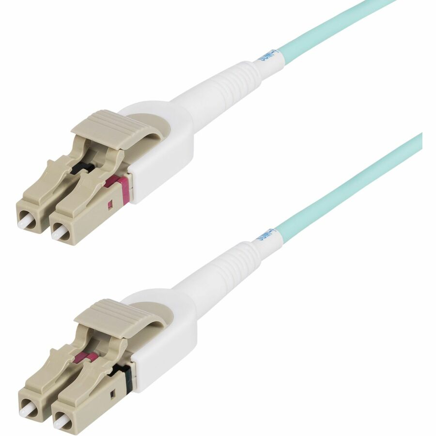 StarTech.com 5m (16.4ft) LC to LC (UPC) OM4 Switchable Fiber Optic Cable 50/125, 100G, Toolless Polarity Switching, LSZH Fiber Jumper Cord - 5m (16.4ft) OM4 Switchable LC/LC-UPC Fiber Cable; Toolless Polarity Switching; 10/40/100Gbps Full Duplex; 50/125µm; Bandwidth: 4700MHz.km at 850nm; Bend Radius: 6cm (loaded)/3cm (unloaded); OD: 3mm; Jacket: LSZH; Temp Range: -20 to 60C (-4 to 140F)