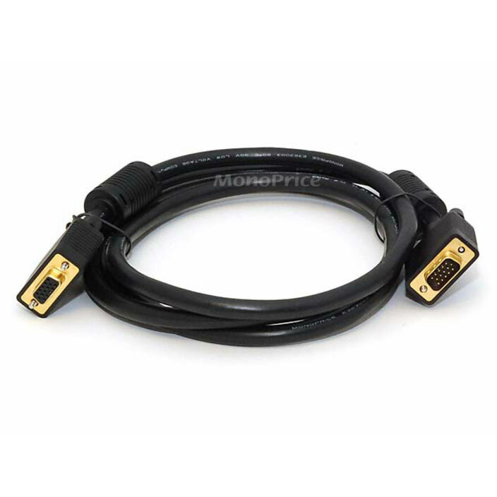 Monoprice 6ft SVGA Super VGA M/F Monitor Cable w/ Ferrites