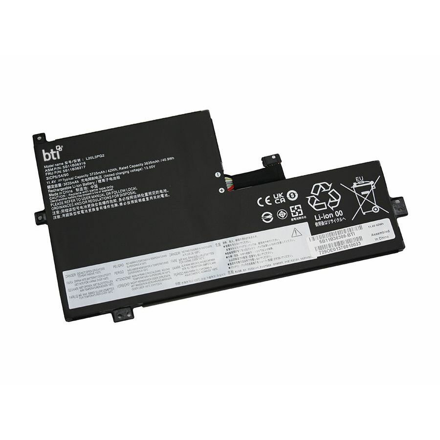 BTI 5B11B36309-BTI 11.4V 42WHR LI-ION BATTERY 5B11B36309, L20L3PG2, 5B11B36314, 5B11B36317, SB11B36322, L20D3PG2, SB11B36318, L20M3PG2, SB11B36316, CHROMEBOOK 500E GEN 3, 500E GEN 3 82JB, 500E GEN 3 82JC, 100E 2ND GEN MTK 2, 100E 2ND GEN MTK 2 82Q3, 100E GEN 3, 100E GEN 3 82UY, 100E GEN 3 82V0