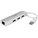 StarTech 3-Port USB Hub with Ethernet, USB-A Ports, Gigabit Ethernet/GbE, USB 5Gbps, Bus-Powered, Portable Laptop USB 3.0 Hub