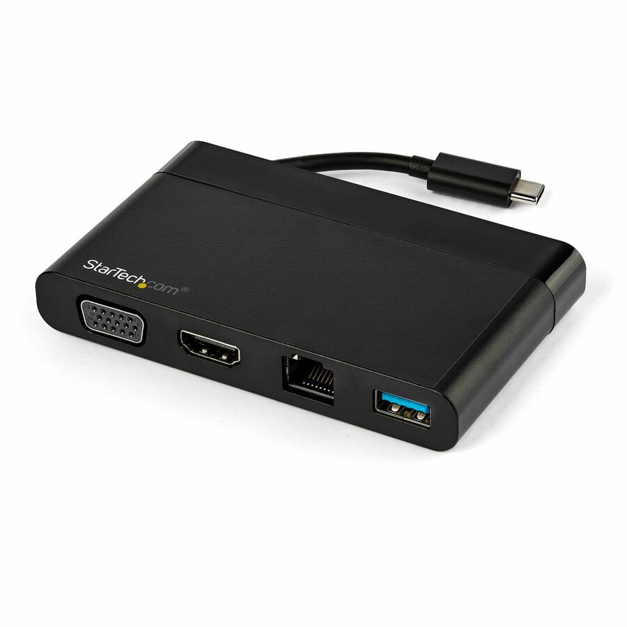 StarTech.com USB C Multiport Adapter with HDMI, VGA, Gb Ethernet & USB - USB C to 4K HDMI or 1080p VGA Adapter Mini Dock Hub - Travel Dock - 4-in-1 USB C Multiport Adapter Travel Dock for single monitor 4K HDMI or 1080p VGA / USB-A 3.0 / Gigabit Ethernet - Portable Hub - Mini Dock works w/ USB-C or Thunderbolt 3 - HP Lenovo Dell MacBook Chromebooks Samsung Galaxy - Windows macOS Chrome OS