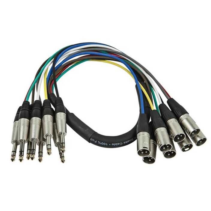 Monoprice 1 Meter (3ft) 8-Channel 1/4inch TRS Male to XLR Male Snake Cable
