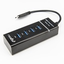 Rocstor Premium Slim Portable 4 Port Hub - USB-C to 4x USB-A Slim Hub - USB 3.0 Hub - Bus Powered - Black - USB C to USB Type-A Hub - USB Type C - External - USB-C 3.1 to 4 USB Type-A 3.0 Port(s) USB-A