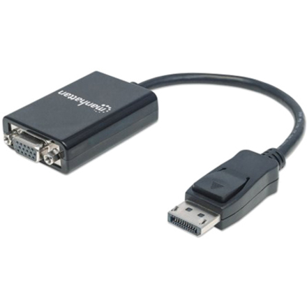 DisplayPort to VGA HD15 Converter Cable, 15cm, Male to Female, Active, DP With Latch, Black, Lifetime Warranty, Equivalent to DP2VGA2.