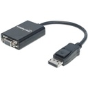 DisplayPort to VGA HD15 Converter Cable, 15cm, Male to Female, Active, DP With Latch, Black, Lifetime Warranty, Equivalent to DP2VGA2.