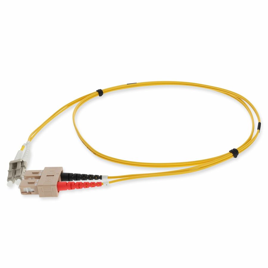 AddOn 1m SC to LC Yellow OM4 Duplex OFNP (Plenum-Rated) Fiber Patch Cable