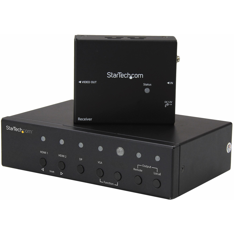 StarTech Multi-Input HDBaseT Extender with Built-in Switch, DisplayPort VGA and HDMI Over CAT5e or CAT6, Up to 4K, up to 230 ft, TAA