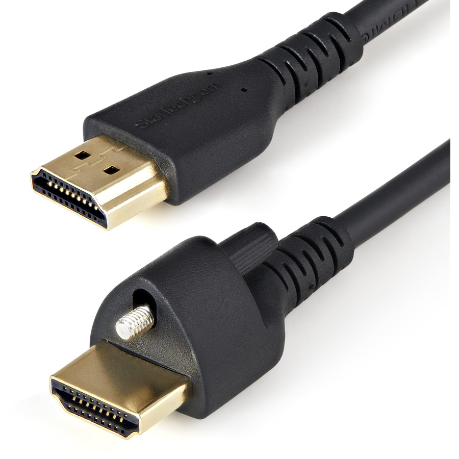 StarTech 1m(3ft) HDMI Cable with Locking Screw, 4K 60Hz HDR High Speed HDMI 2.0 Cable with Ethernet, Secure Locking Connector, M/M