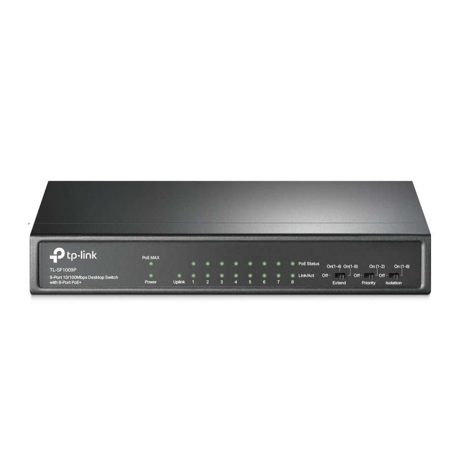 TP-Link TL-SF1009P - 9-Port 10/100Mbps Desktop Switch with 8-Port PoE+ - Limited Lifetime Protection
