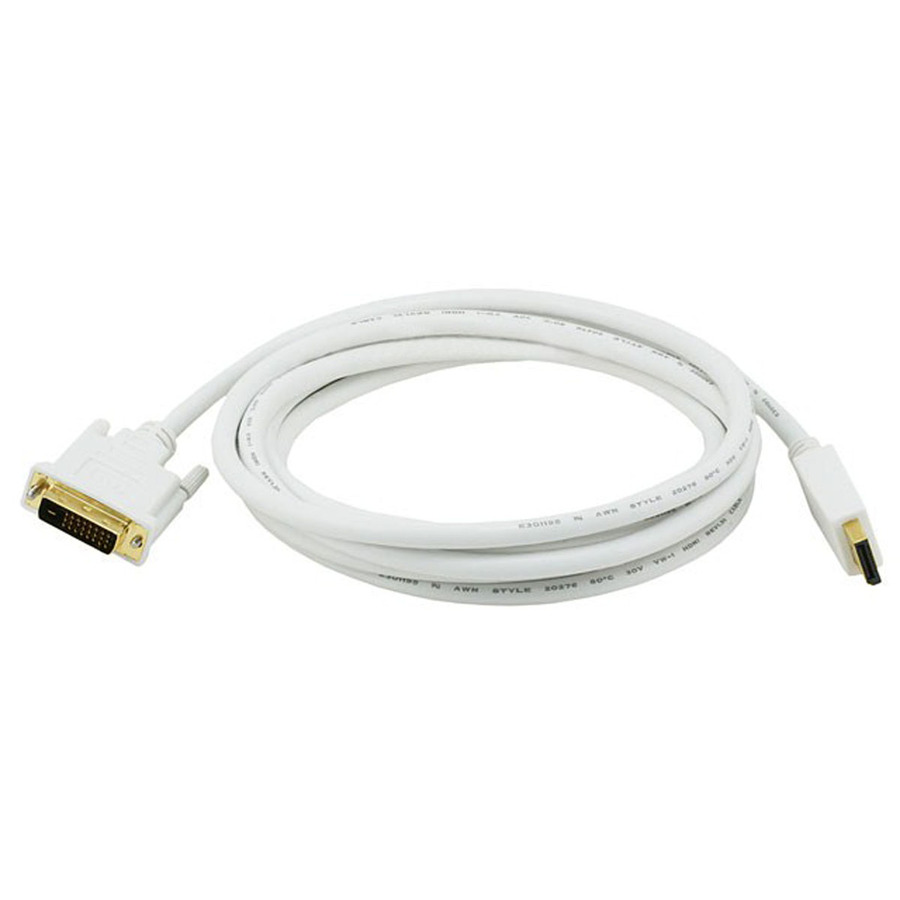 Monoprice 10ft 28AWG DisplayPort to DVI Cable - White