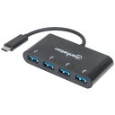 USB-C Dock/Hub, Ports (x4): USB-A (x4), 5 Gbps (USB 3.2 Gen1 aka USB 3.0), External Power Supply Not Needed, Universal for all devices, Cable 20cm, SuperSpeed USB, Black, Three Year Warranty, Equivalent to HB30C4AB